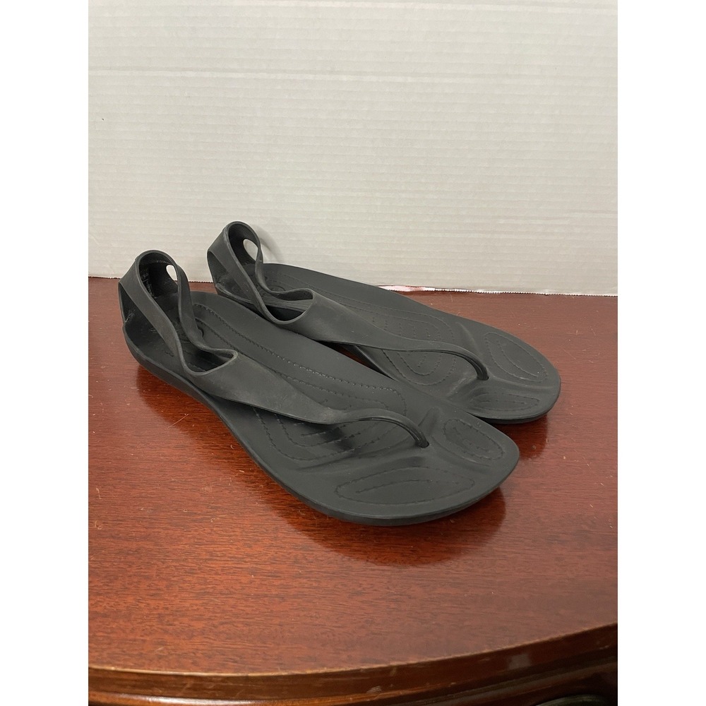 Crocs Serena Sexi Flip Womens Size 11 Black Thongs Flip Flops T-Strap Slingback